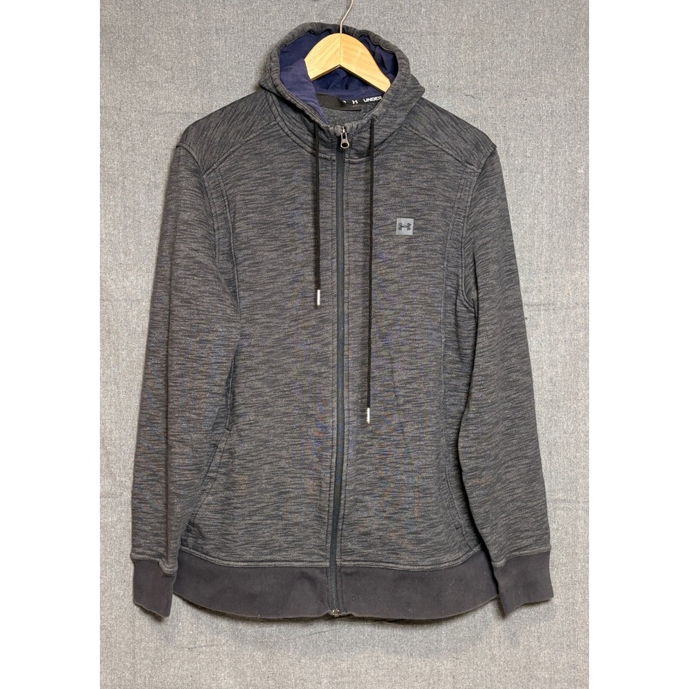 Under Armour Mens XL Full Zip Hoodie Gray Space Dye Fitted Fleece Jacket